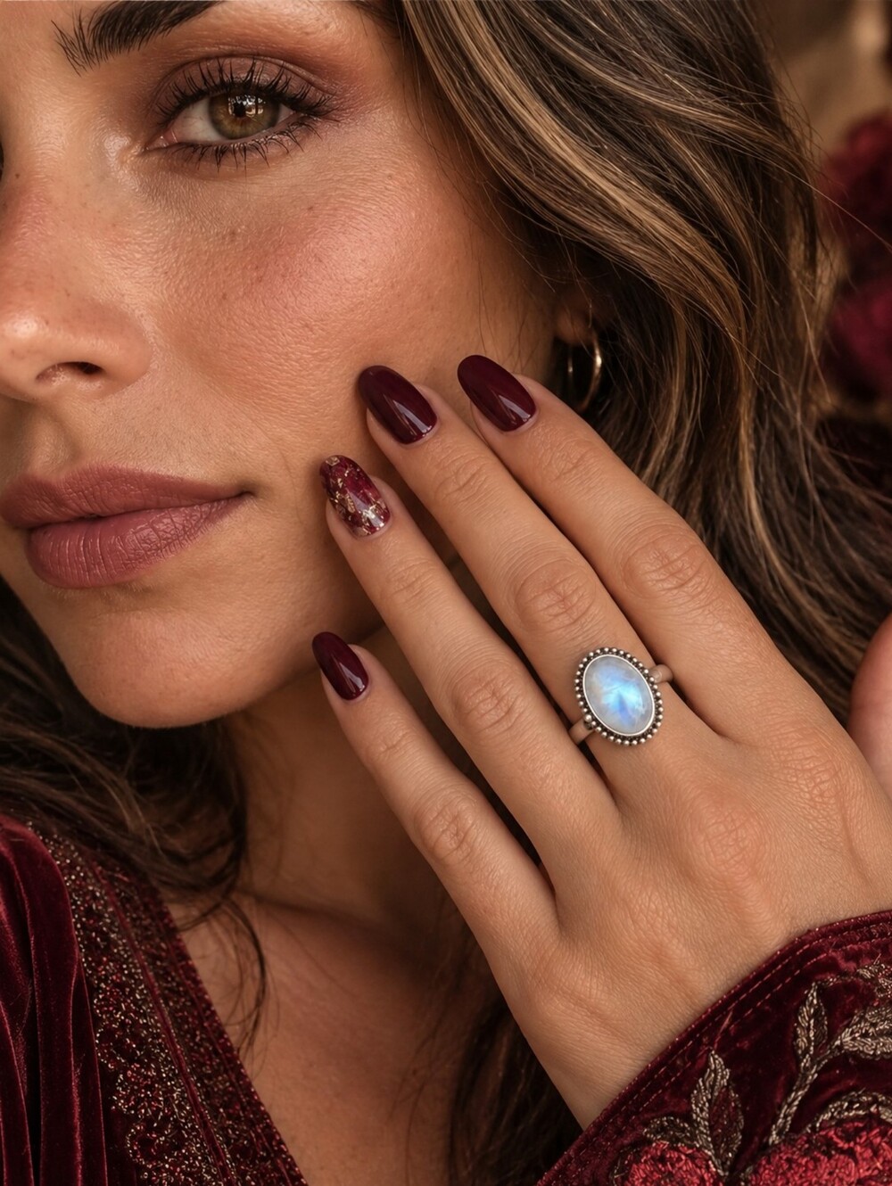 Artisan 925 Sterling Silver Genuine Moonstone Oval Ring Blue Flash Celestial 8